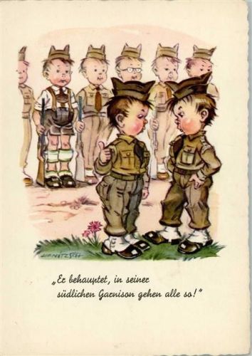 sign Hanitzsch - Humor - Kinder in Uniform AK