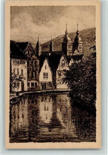 Amorbach Partie an der Mud sign. W. Gerling