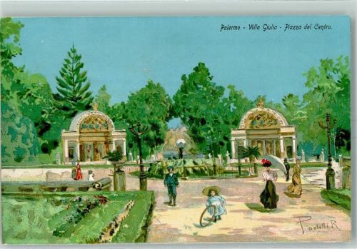 Palermo Villa Giulia Piazza del Centro sign. Paeletti R. Mädchen mit Rad