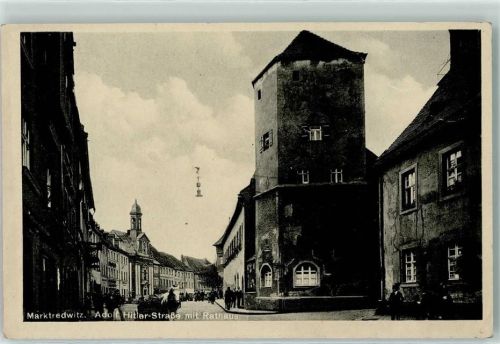 Marktredwitz WK II Adolf Hitler Straße mit Rathaus