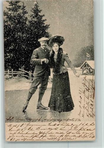 1904 Frau mit Pelzstola, es schneit - schöne AK Gute Erhaltung