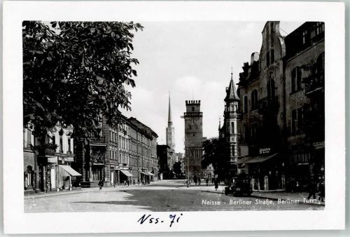 Neisse Berliner Straße mit Berliner Turm Rathausturm