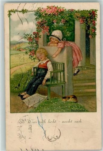 Was sich liebt, neckt sich Katze Kinderpoesie Ebner, Pauli Gebrauchsspuren