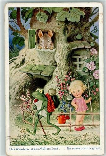 Frosch vermenschlicht Elfe Maus Gießkanne Verlag Oppel & Hess Serie 1485-2