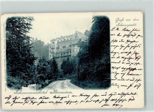 Bärenthal 1900 Posthilfstelle Bärenstein Schwarzwaldhotel Bärenstein