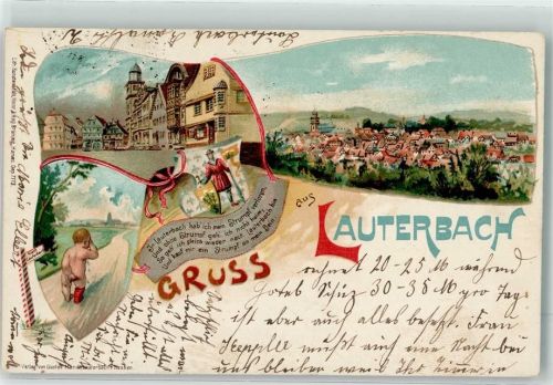 Lauterbach 1920 Marktplatz Stadtwache Baby roter Strumpf