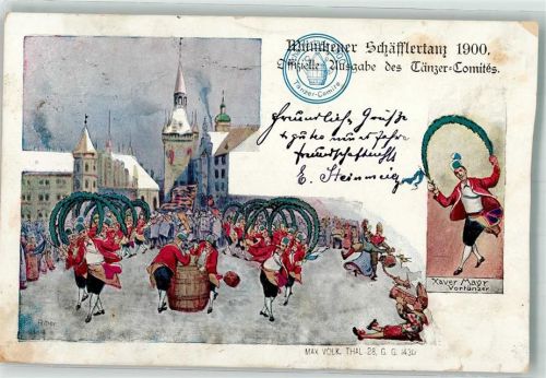 München 1899 Schäfflertanz Xaver Mayr Vortänzer Thal Max G.G. 1430
