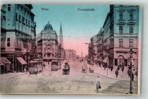 Wien 1918 Praterstrasse Straßenbahn Geschäft