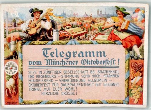 München 1949 sign. Ansinglere Ziehharmonika Bier Lebkuchenherz