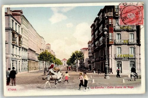La Coruna 1907 Esel Gasthaus Call Juana de Vega Marke bildseitig
