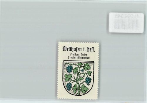 Westhofen Weinstock Vignette Wappen Kaffee Hag ca 1920-1940