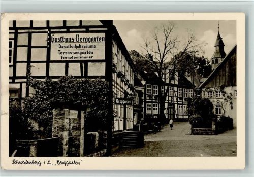 Schieder-Schwalenberg ex Sammlung Busse Gasthaus Berggarten Fachwerkhäuser