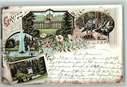 Wilhelmshöhe 1898 Gruss aus - Steinhöfer Wasserfall, Fontaine, Schloss, - Verlag Blümlein 724 AK