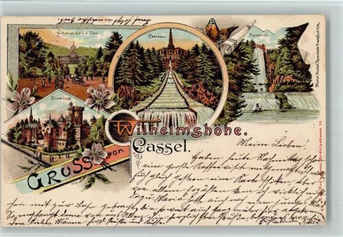 Wilhelmshöhe Gruss aus - Wasserfall, Cascaden, Kunstanstalt Rosenblatt 1724 AK
