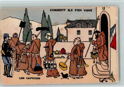 1900 Comment Ils Sen Vont - Mönche mit Weinflaschen