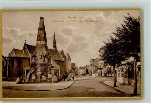 26548 W2982 Norderney - Kaiser Wilhelm-Platz mit Städtedenkmal Goldrahmen