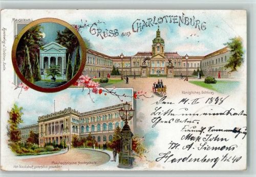 Charlottenburg 1898 Gruss aus - Schloss, Hochschule, Verlag Goldiner , AK