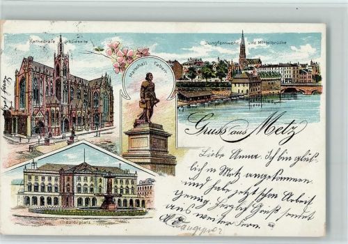 Metz 1904 Gruss aus - Theater , Kathedrale