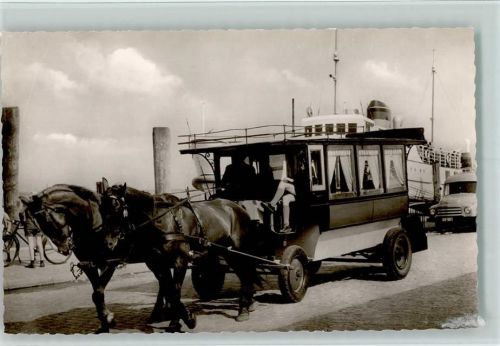 26548 W2982 Norderney 1970 Foto AK Pferde-Omnibus , sehr gute Erhaltung AK