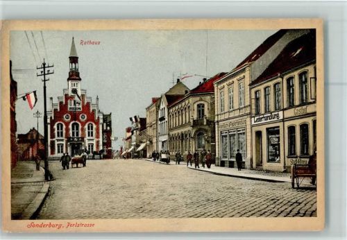 Sonderburg 1911 Rathaus Lederhandlung Perlstraße