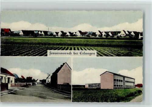 Frauenaurach Schule, Straße, Lebensmittel Scholz, gute Erhaltung AK