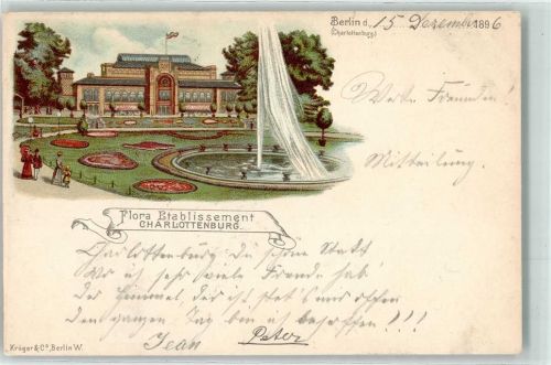 Charlottenburg 1896 Flora Etablissement Park Springbrunnen
