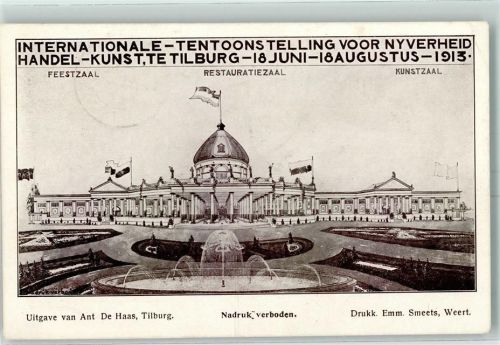 Tilburg 1913 Internationale Tentoonsstelling voor Nyverheid Feestzaal Restauratiezaal Kunstzaal