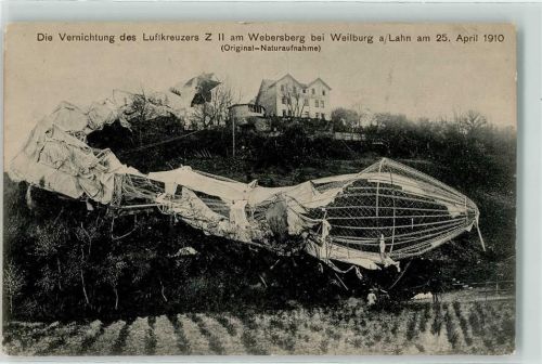 Weilburg Zerstörung d. Luftkreuzers Z II am Webersberg 25.04.1910