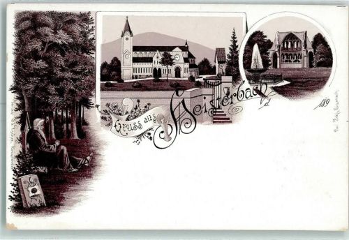 53639 W5330 Heisterbach Lithographie Klsoter Mönch