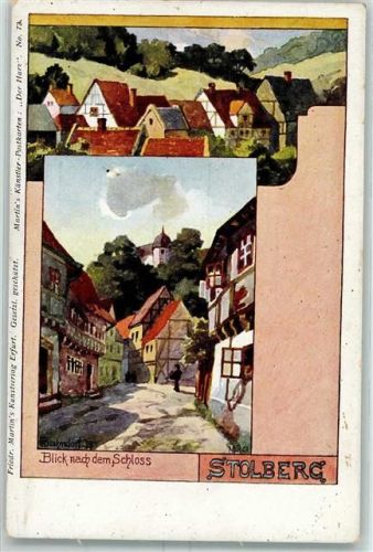 Stolberg Blick nach dem Schloss sign