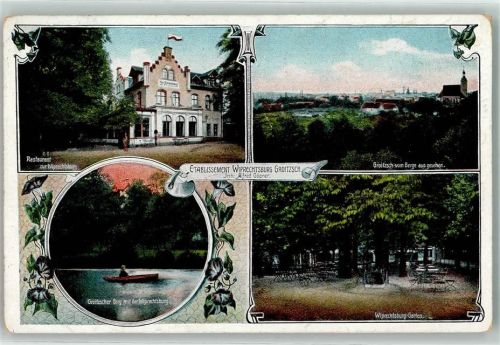 Groitzsch 1911 Gasthaus Zur Wiprechtsburg Alfred Göpner Ruderboot