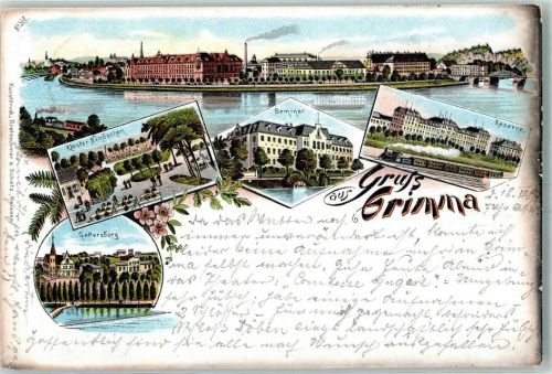Grimma 1897 Kloster Nimbschen Seminar Kaserne Eisenbahn Gattersburg