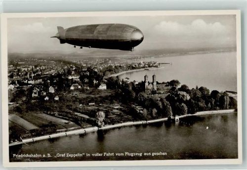 Friedrichshafen 1931 Graf Zeppelin in voller Fahrt Fliegeraufnahme Strähle 5321