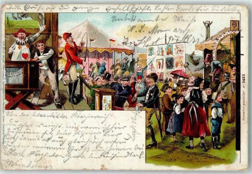 1898 Lithographie Drehorgel AK