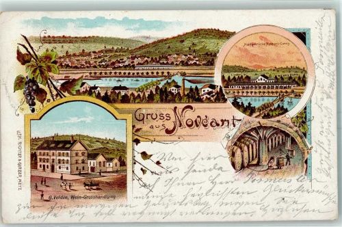 57680 Noveant-sur-Moselle 1899 Lithographie Gruss aus Velden Weinhandlung AK
