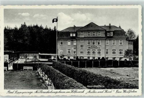 Bad Lippspringe Müttergenesungsheim Haus Westfalia im Hilfswerk Mutter Kind Gau Westfalen WK II Fahne