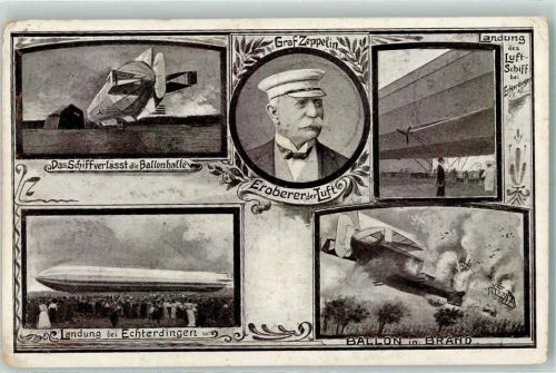 1908 Graf Zepplein und seine Luftschiffe AK