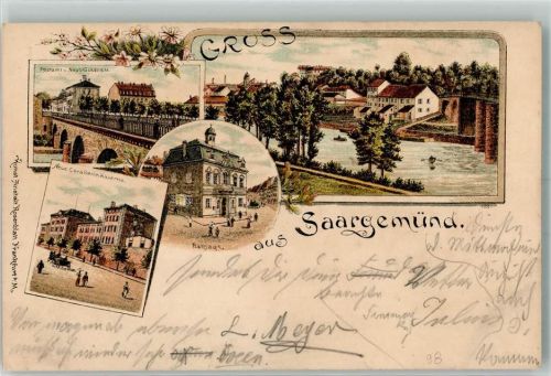 Sarreguemines 1898 Postamt Neubrückenstraße Rathaus Neue Cavallerie Kaserne