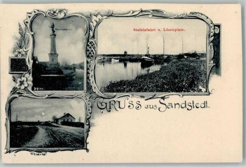 Sandstedt Kriegerdenkmal Weserhof Sieleinfahrt und Löschplatz