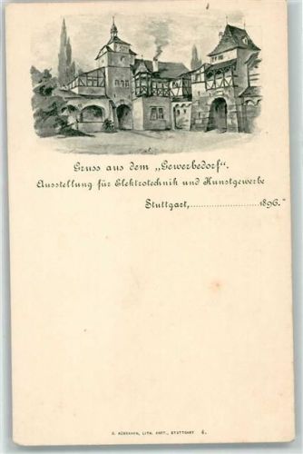 Stuttgart 1896 Gewerbedorf Ausstellung für Elektrotechnik und Kunstgewerbe