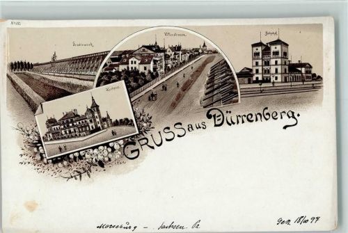 Bad Dürrenberg 1897 Gruss aus - Bahnhif, Villenstraße, Kurhaus, gute Erhaltung AK