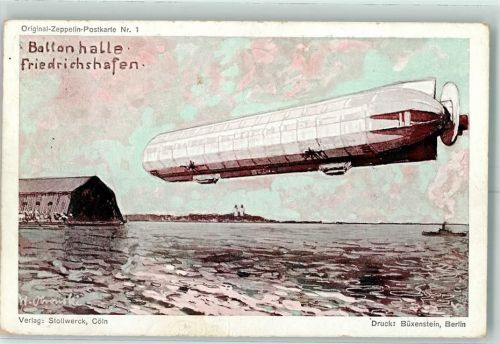 Friedrichshafen 1916 Ballonhalle Original Zeppelin Postkarte Nr. 1 Verlag Stollwerck