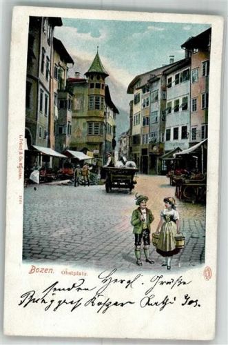 Bozen 1900 Marktszene Tracht Obstplatz