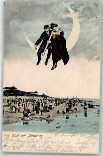 Norderney 1908 Mondsichel Paar Strand