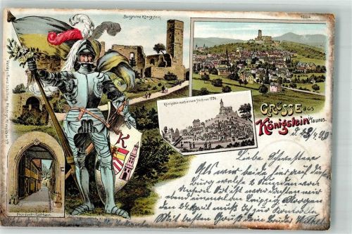 Königstein 1899 Burgruine Blick durch`s Rathaus