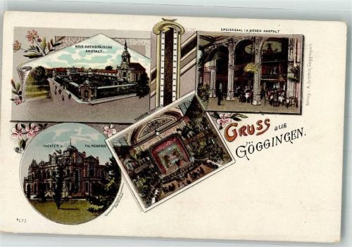 86150 W8900 Göggingen , Bay Lithographie Neue Orthopäische Anstalt Theater Theatersaal Palmenhaus