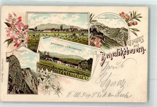 Benediktbeuern 1895 Benediktenwand Gipfel Kloster Benediktbeuren Edelweiß