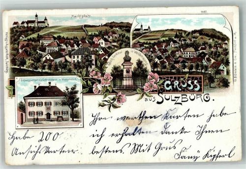 Sulzbürg 1899 Glück-Denkmal Marktplatz Geburtshaus Schweppermann