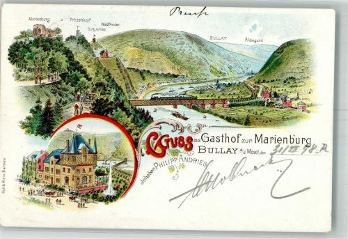 Bullay 1898 Gasthaus zur Marienburg Marienburg Bullay Aldegrund