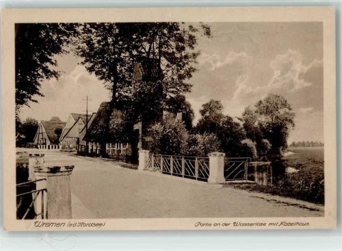 Wremen an der Wasserlöse mit Kabelhaus